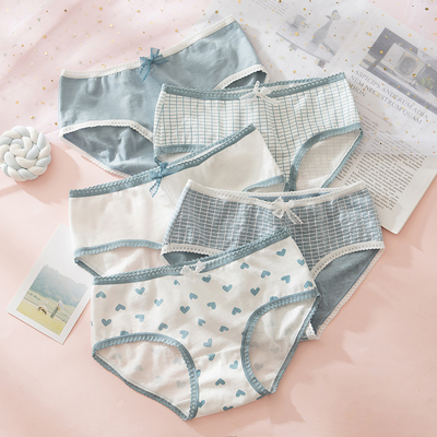 Cute Ladies Blue Organic Cotton Underwear