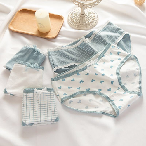 Cute Ladies Blue Organic Cotton Underwear