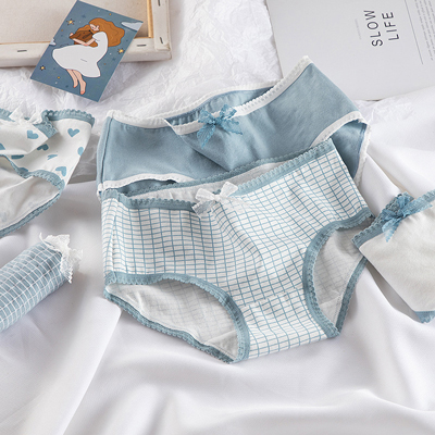 Cute Ladies Blue Organic Cotton Underwear