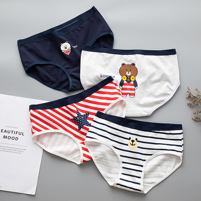 Cute Ladies Low Rise Printed Cotton Underwear