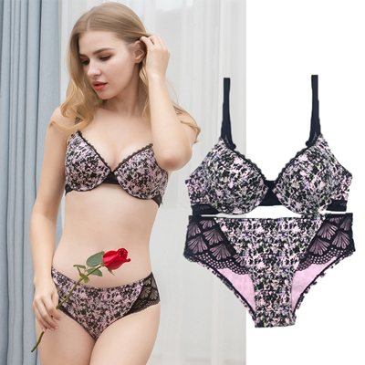 Ladies Floral Printed Bra Sets For Heavy Bust