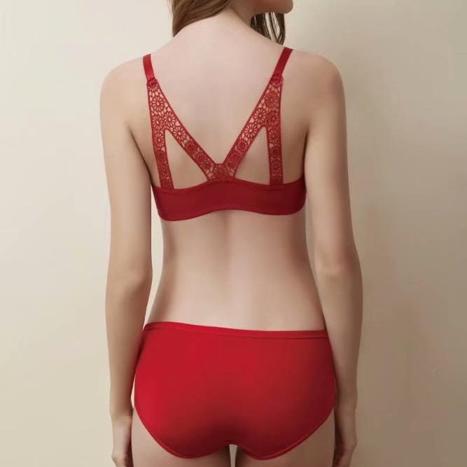 Ladies Sexy Red B Cup Bra And Panty Set