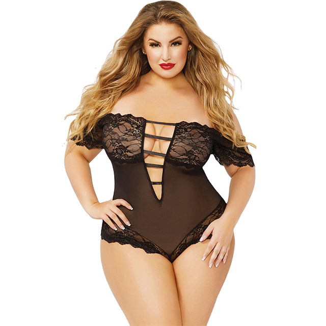 Ladies Transparent Lace Bodysuit Lingerie
