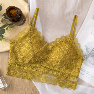 Ladies Deep V Backless Yellow Lace Bra
