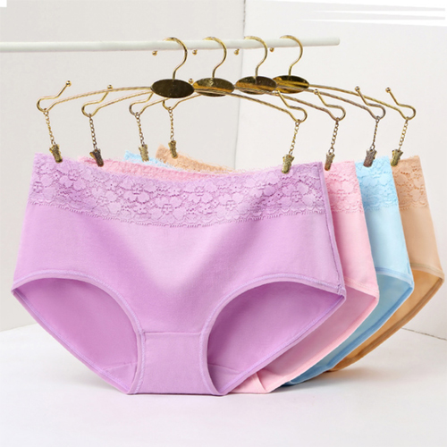 Women Pure Color Lace Cotton Cheeky Underwear