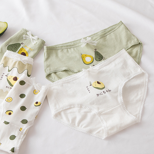 Cute Ladies Green Avocado Cotton Panties
