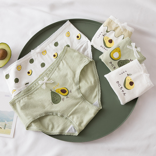 Cute Ladies Green Avocado Cotton Panties