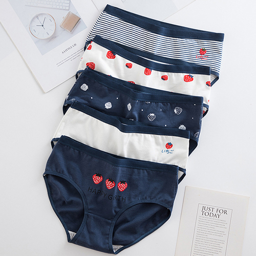 Cute Ladies Strawberry Printed 100 Cotton Panties