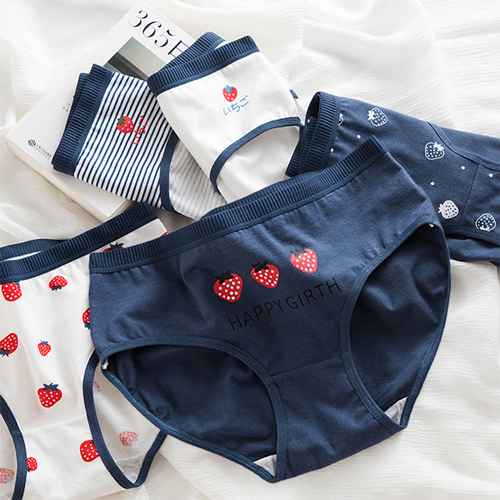 Cute Ladies Strawberry Printed 100 Cotton Panties