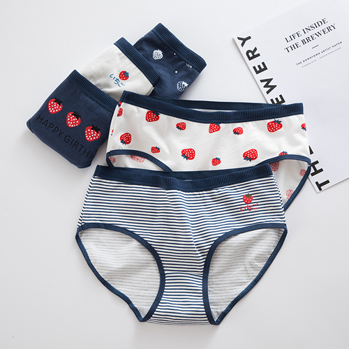 Cute Ladies Strawberry Printed 100 Cotton Panties