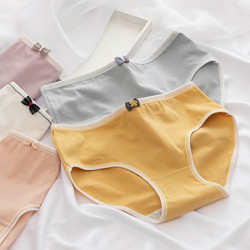 Ladies Bow Knot Solid Color Cotton Panties