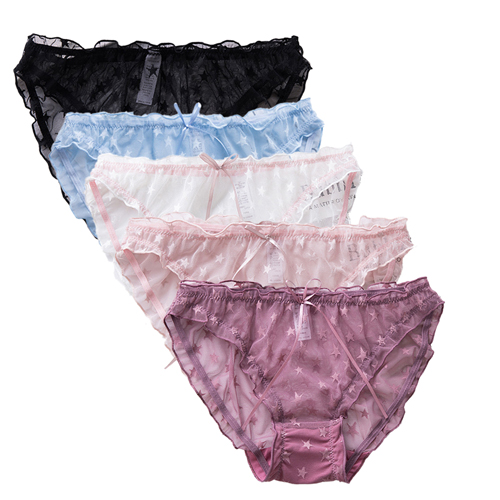 Cute Ladies Transparent Star Lace Panties