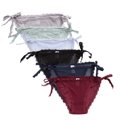 Ladies Low Rise Side Lace-Up Mesh Underwear