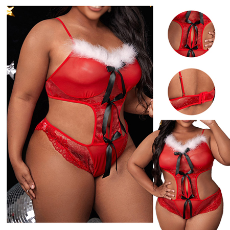 Ladies Plus Size Christmas Bodysuit Lingerie