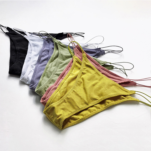 Ladies Cheap Ribbed High Cut Cotton Underwear