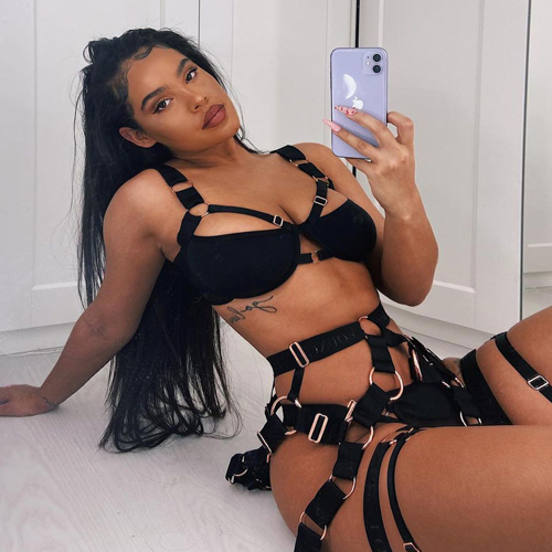 Ladies Inexpensive Black Garter Lingerie Set