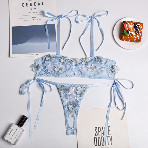 Ladies Pretty Transparent Embroidery Lingerie