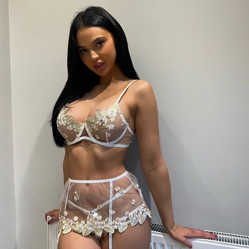 Ladies White Lace Garter Lingerie With Skirt