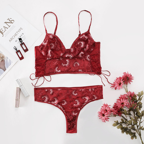 Ladies Sexy Top High Waisted Red Lace Lingerie