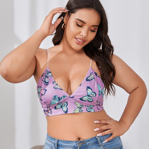 Ladies Butterfly Print Camisole Non Wired Bras