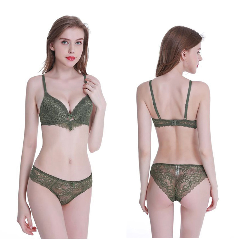 Ladies Emerald Green Bra Panty Set Size 34