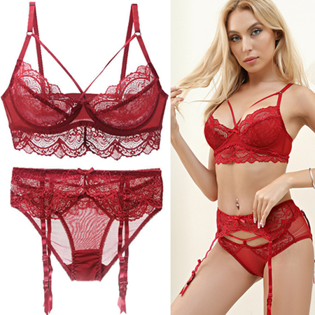 Ladies Skimpy Lace Garter Lingerie Set