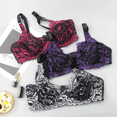 Ladies Lace Push Up Padded Demi Cup Bra