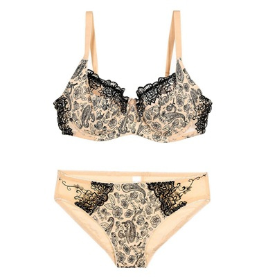 Ladies Plus Size Lace Print Bra And Panty Sets