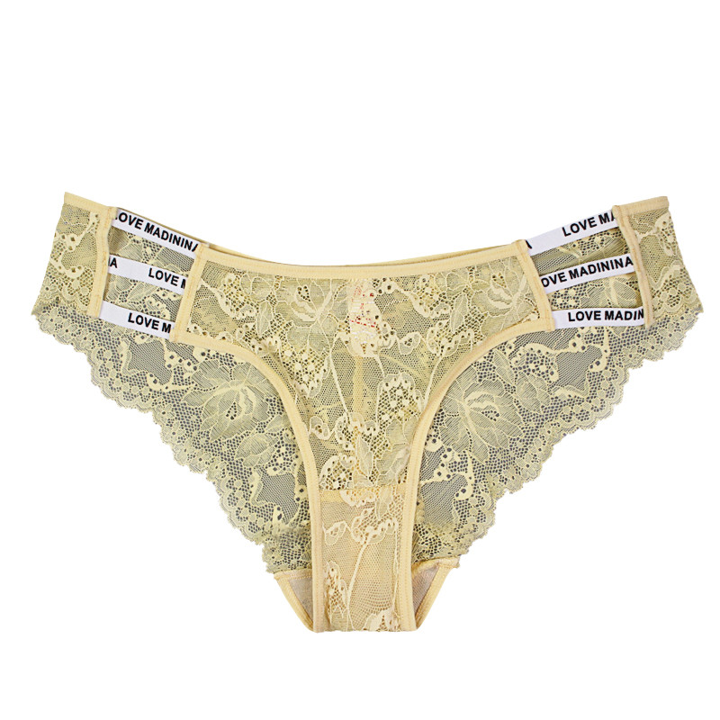 Womens Sexy Yellow French Lace Underwear