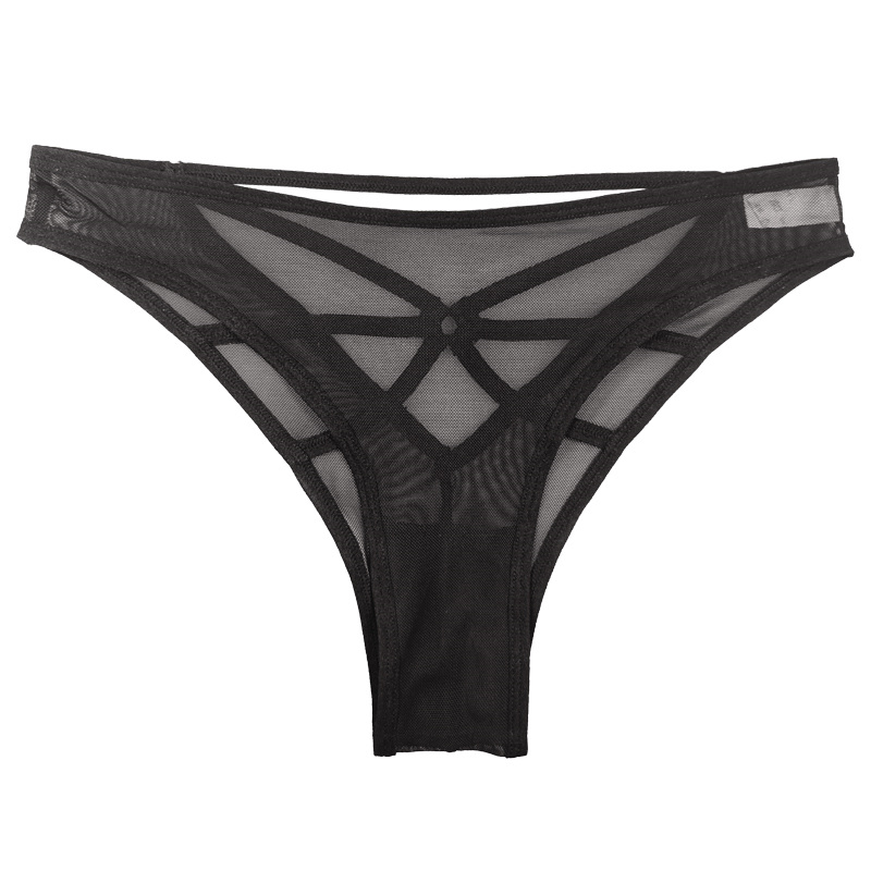 Ladies Black Hollow Out Mesh Hipster Panties