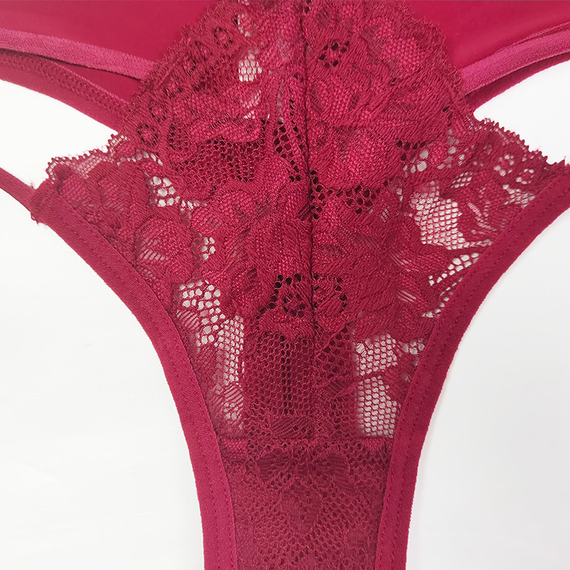 Women Sexy Silk Micro Low Rise Red Lace Thong