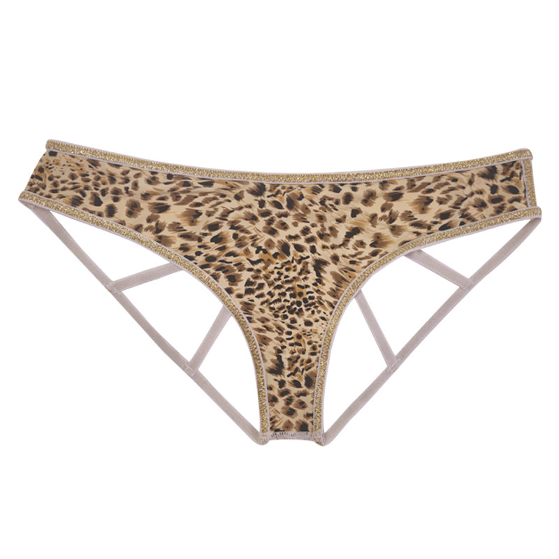 Ladies Leopard Print Hollow Out Cotton Panties