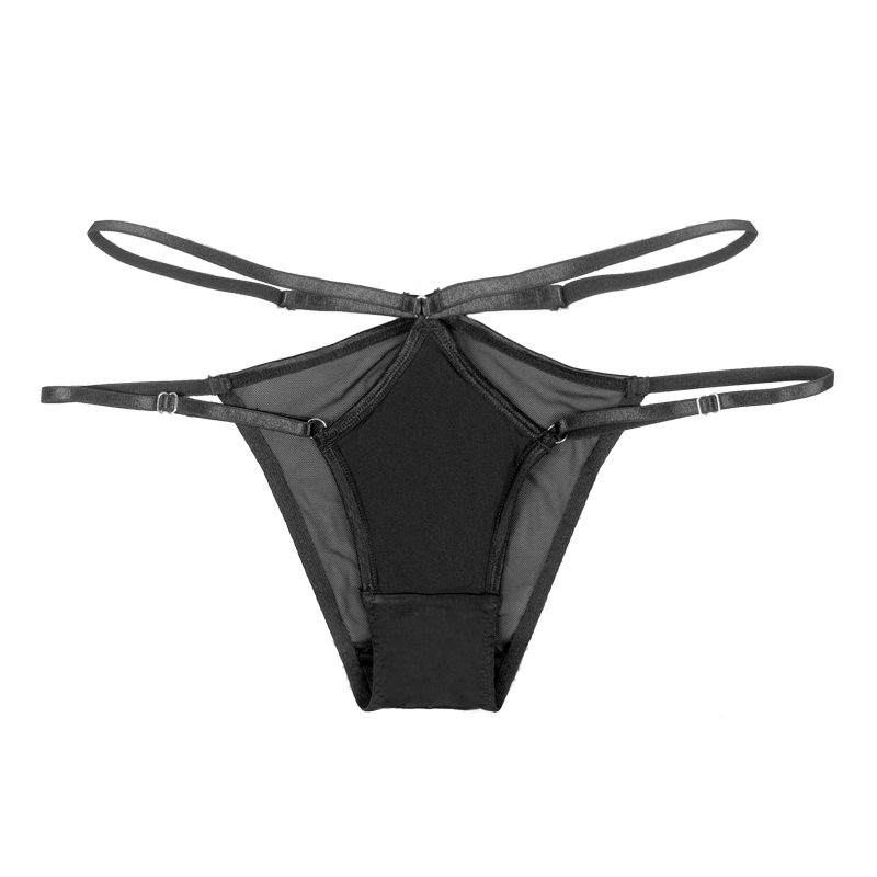 Women Black Hollow Out Cotton Panties