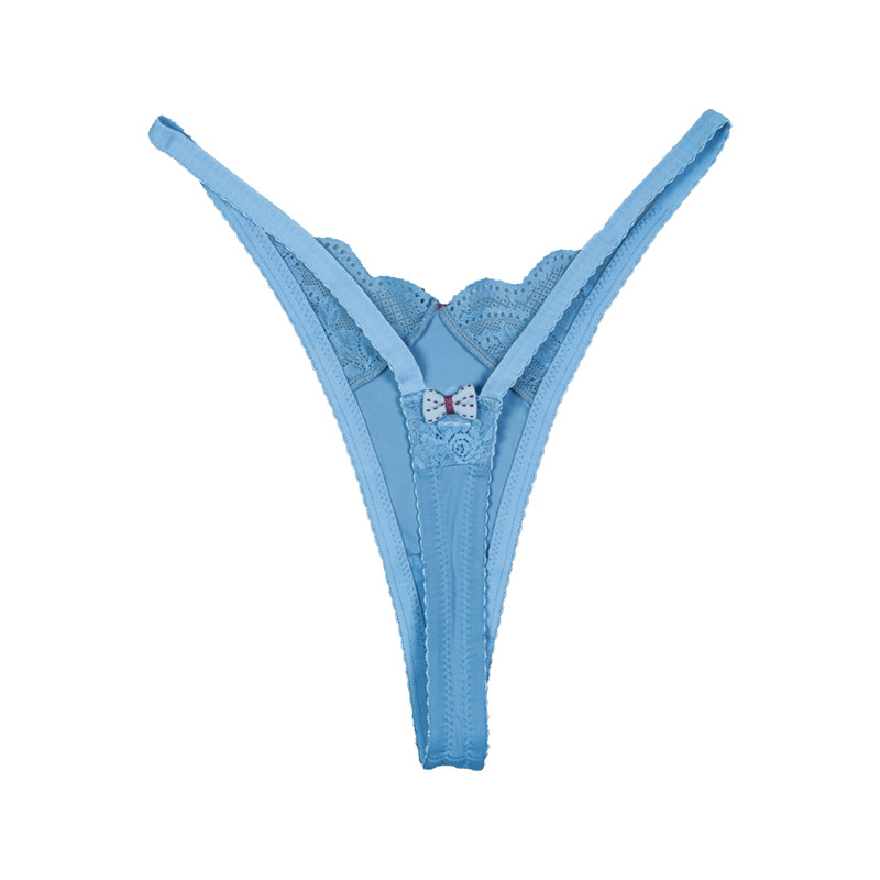 Women Sexy Blue Lace Thong Underwear