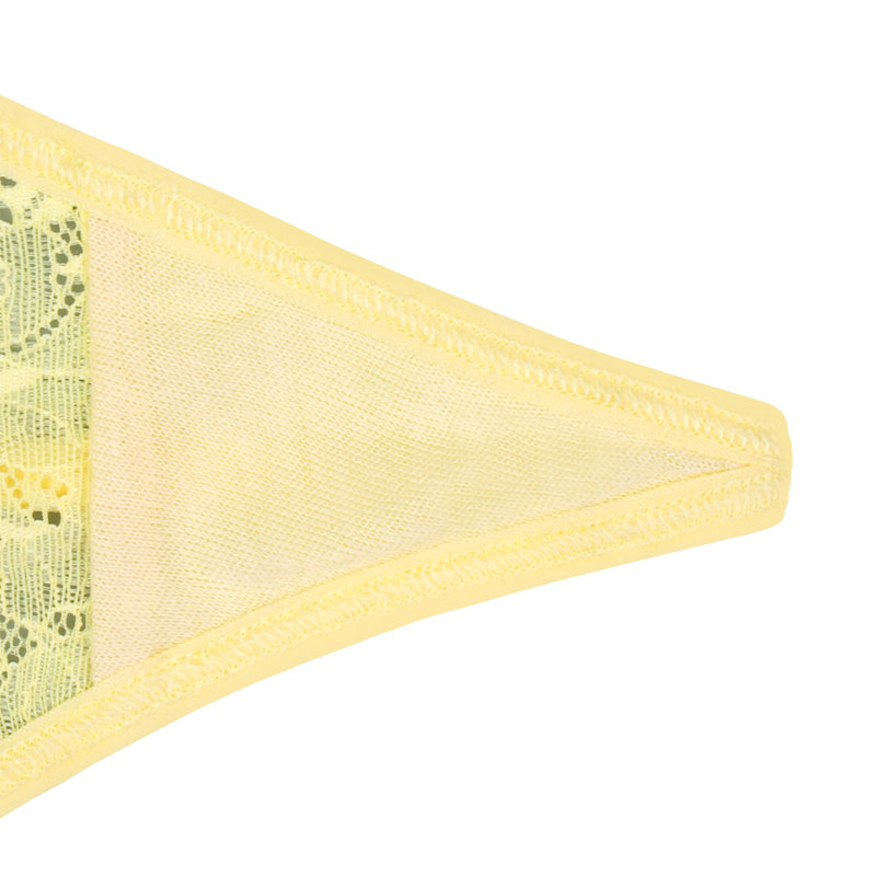 Female Skimpy Yellow Lace Underwear Thong