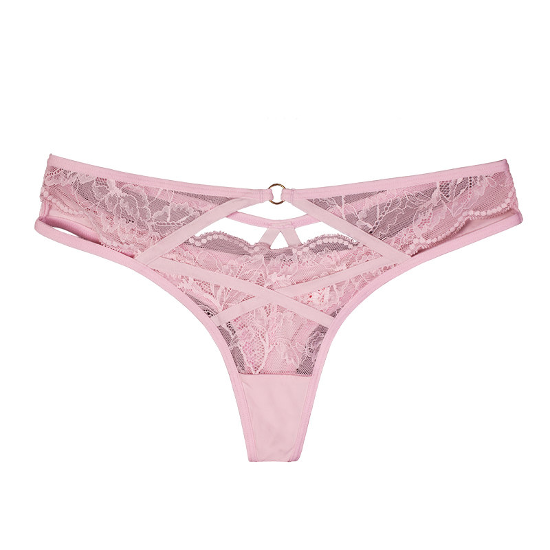 Women Hottest Low Rise Pink Lace Thong