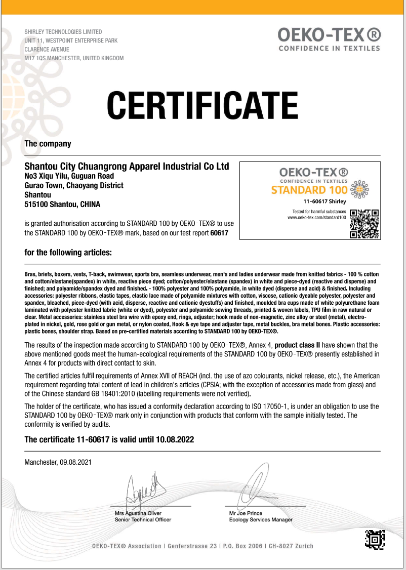 Textile Test Certificate