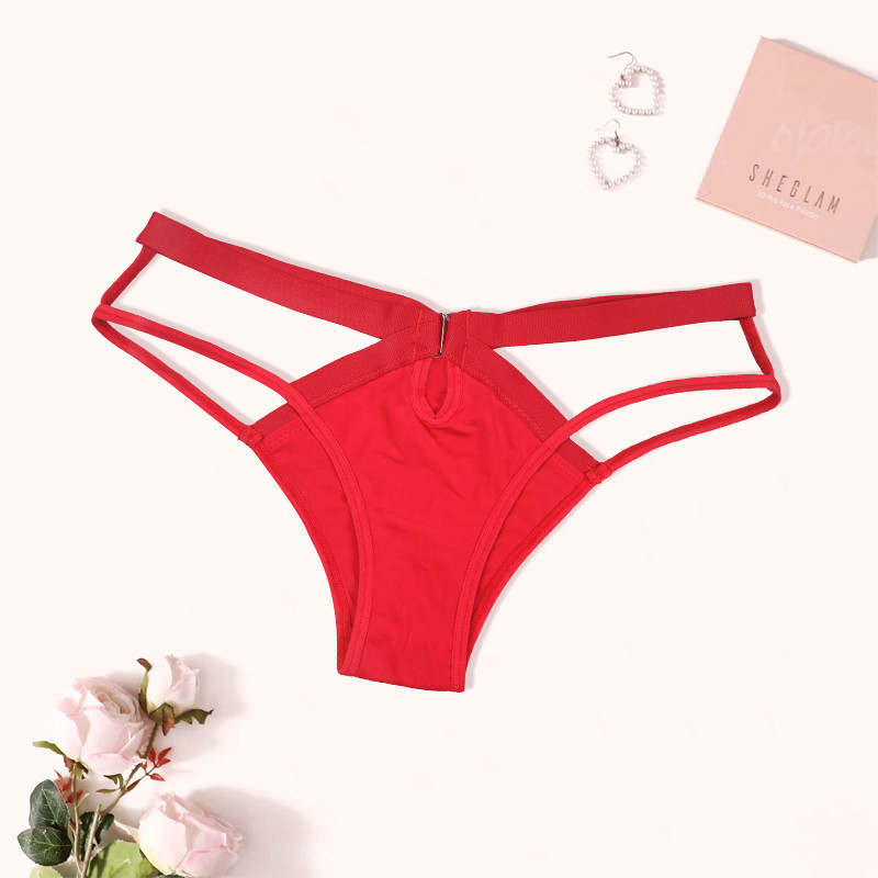 Ladies Hollow Out Red Sexy Cotton Nylon Panty