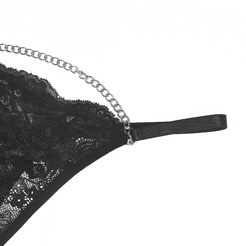 Ladies Sexy Fashion Chain Black Lace Lingerie