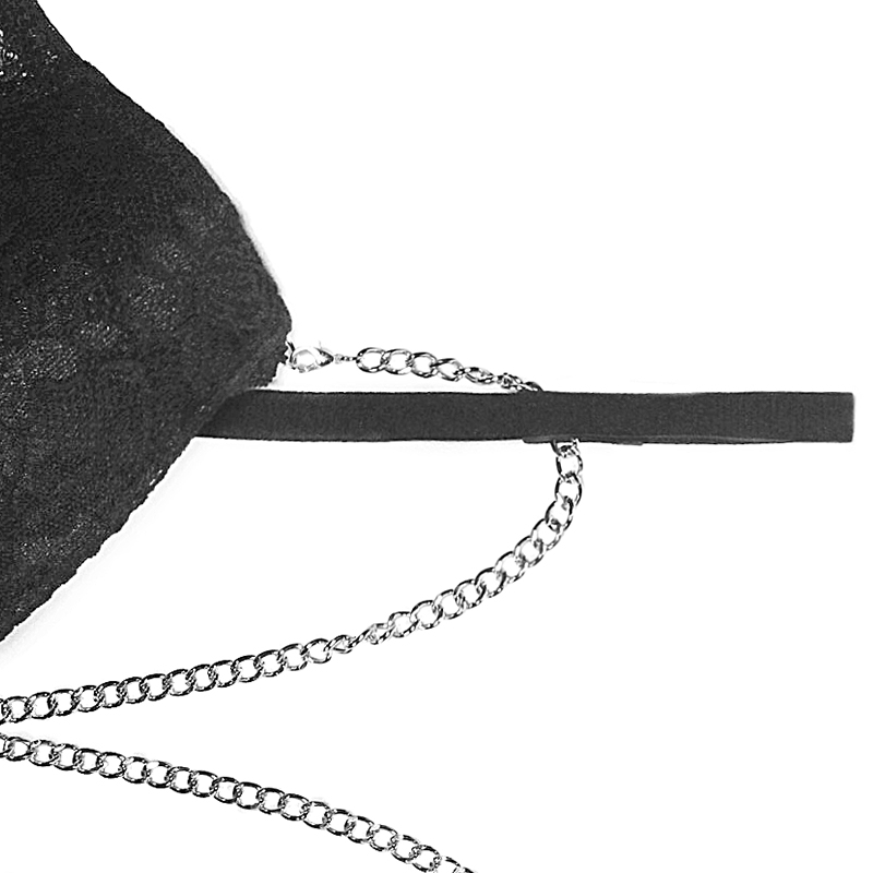 Ladies Sexy Fashion Chain Black Lace Lingerie
