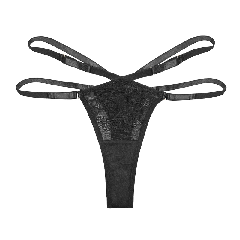 Ladies Funny Silk Black Lace Panties Thong