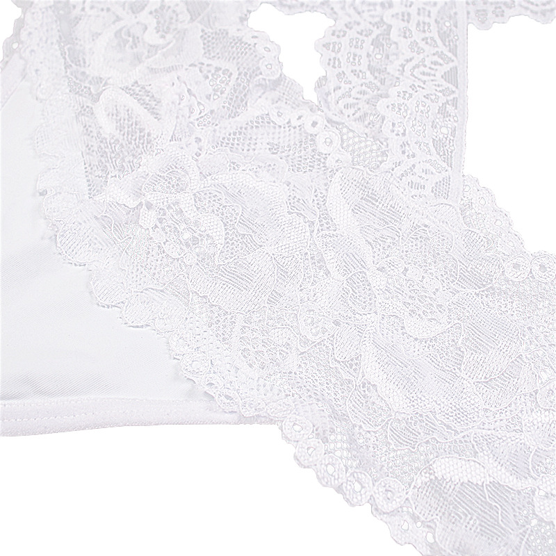 Women Sparkly High Waist White Lace Undies Thong