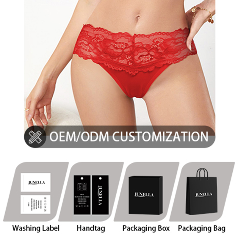 Sexy Breathable Lace Waist Print Woman Panty