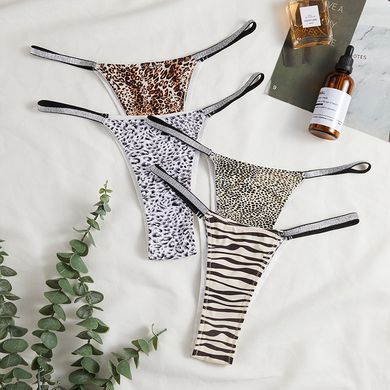 Sexy Leopard Animal Pattern Print Glitter Wild G Strings
