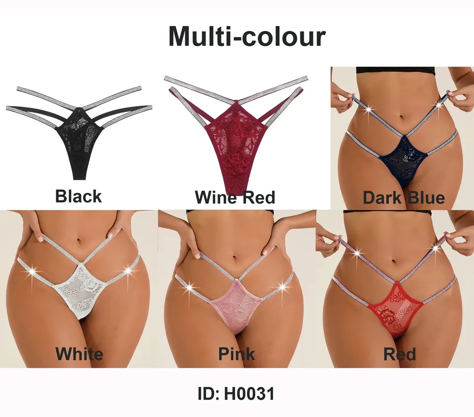 Women's Glitter Cut Out Sexy Lace Thongs Panty