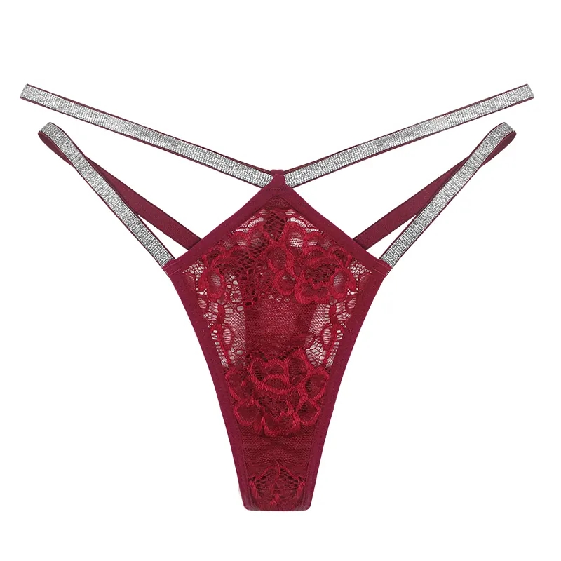 Women's Glitter Cut Out Sexy Lace Thongs Panty