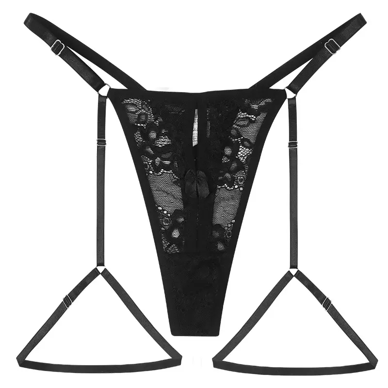 Ladies Sexy Lace Adjustable Multicolored Thongs With Garter
