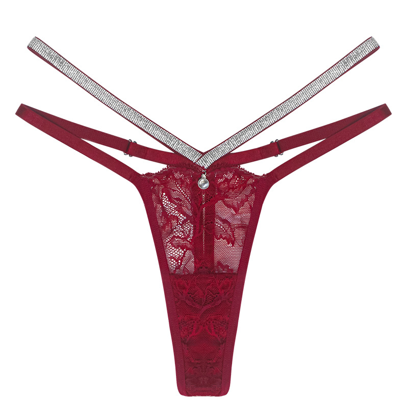 Double Thin Strap Women's Hollow Out Lace Glitter G-string