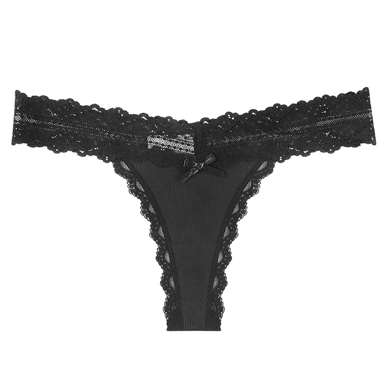 Bride White Contrast Lace Bow Front G string Thong