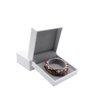 caixa de joias de anel de pulseira de brinco de papelão branco